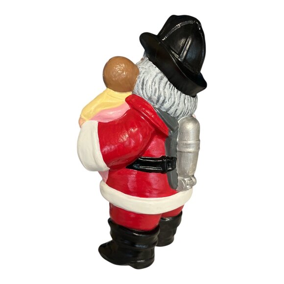 Firefighter Santa Figurine – Painted Ceramic – 1990s Holiday Decor – 9" Tall - Picture 3 of 4